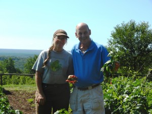 Head Gardener Pat and I Show Off Peppers at the Monticello Garden